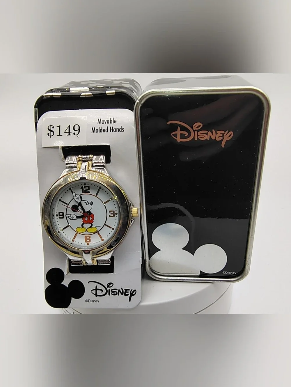 Vintage Mens Disney Mickey Mouse Two-Tone Watch – New in Tin Packaging